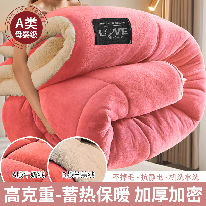 Picture of Winter Lamb Wool Quilt, Thickened Version, Warm Fleece Quilt, Autumn and Winter Milk Velvet Cotton Quilt, Student Dormitory Quilt Core