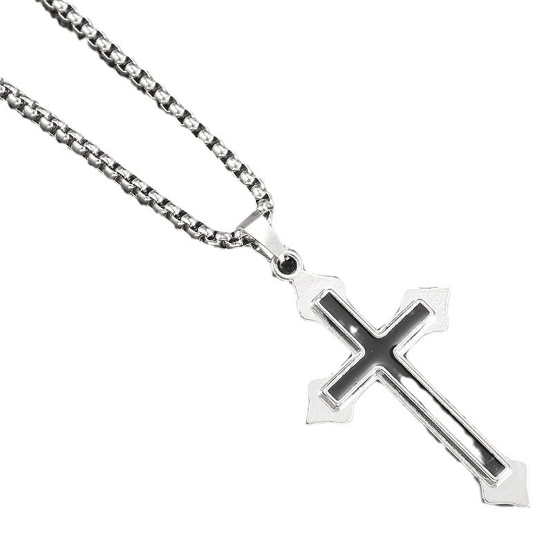 Cross-border hip-hop necklace jewelry men's hot street cross personality disco alloy pendant sweater chain wholesale
