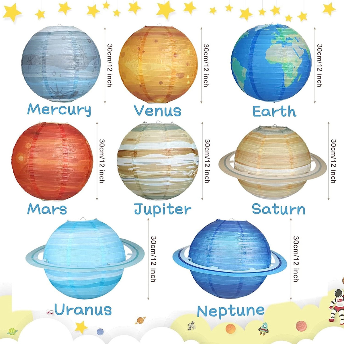 Picture of Amazon's Popular Planet Lantern Decoration Space Theme Planetary Paper Lantern Round Children's Birthday Holiday Party