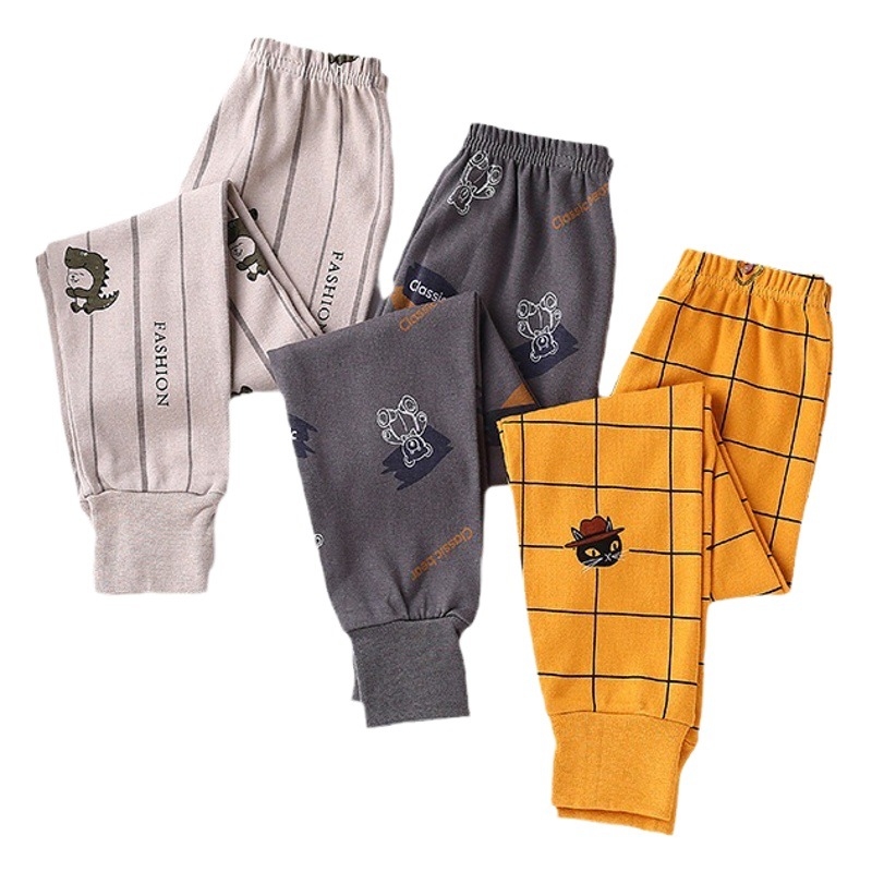 Children's cotton long Johns boys and girls baby wear cotton medium and big Children Spring and Autumn bottoming cotton wool pants thin pajama pants