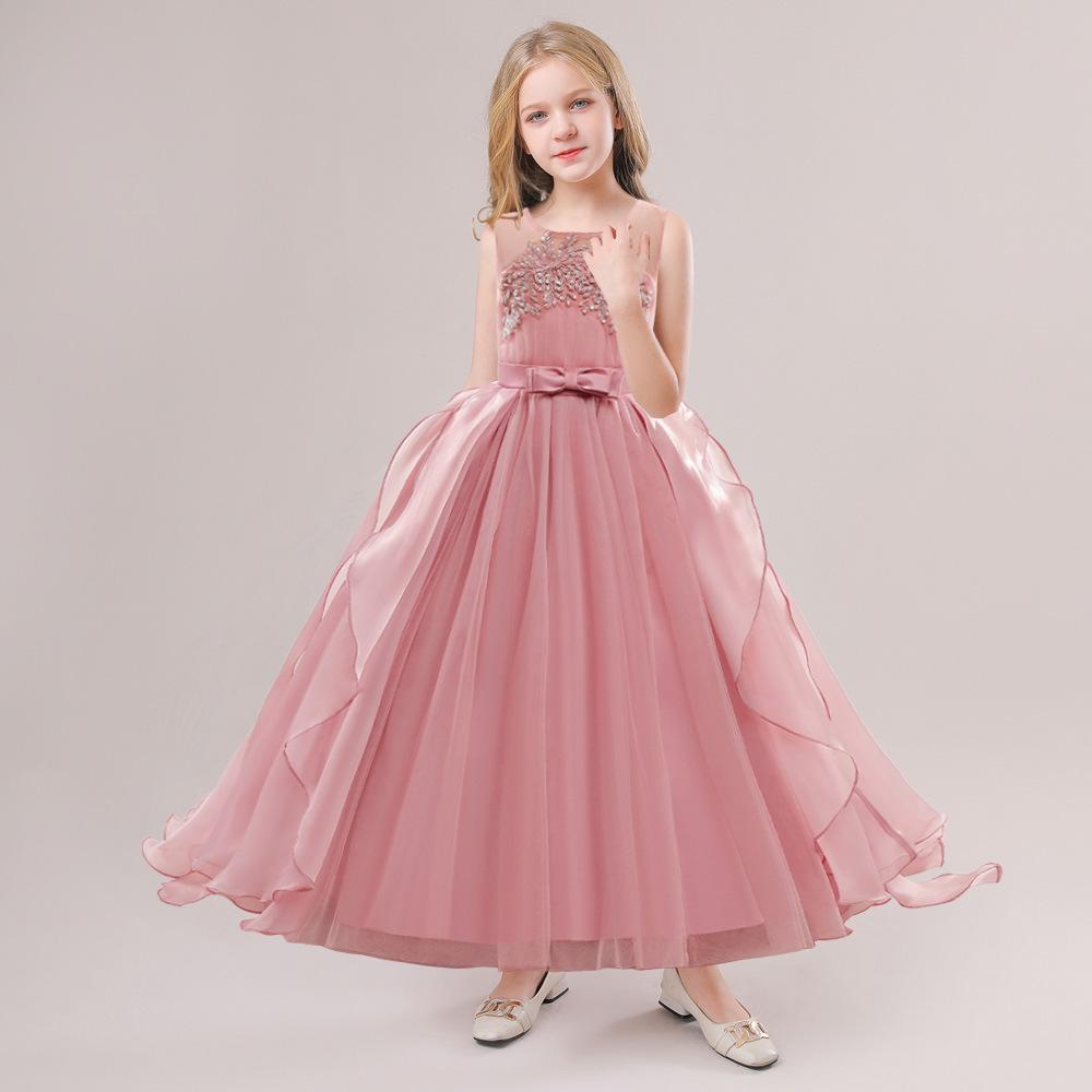 Picture of Cross-border Children's Dress Long Dress Poncho Girl's Princess Wedding Dress Banquet Host Evening Dress Catwalk Performance Dress