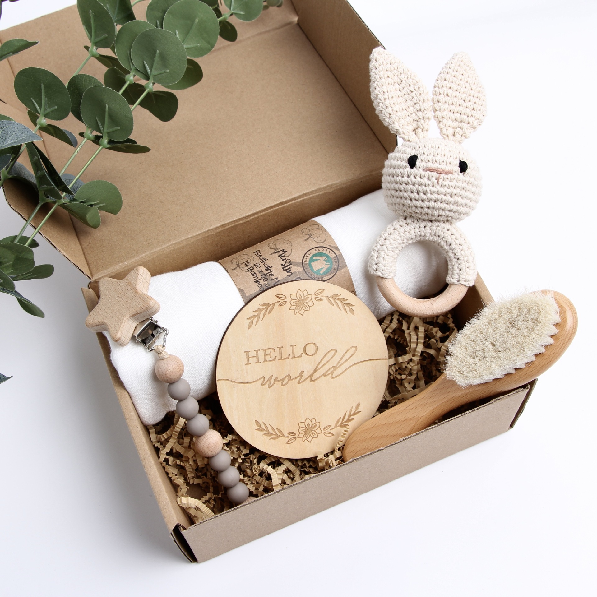 Picture of Cross-border EtsyTemuShein explosions baby newborn full moon gift box rabbit suit crochet wooden toys