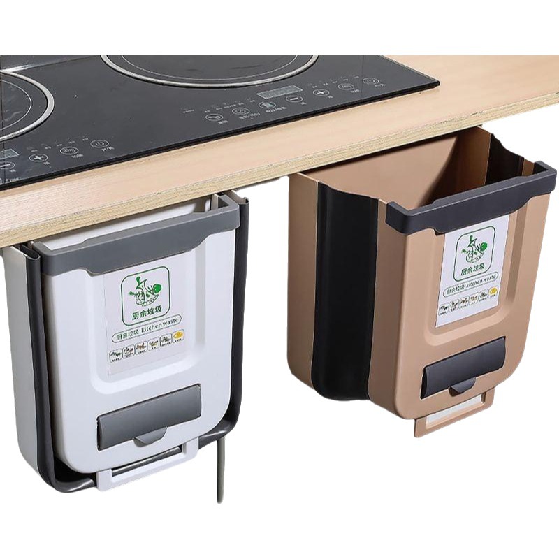 Kitchen Trash Bin Foldable Household Cabinet Door Wall-mounted Garbage Storage Bin Telescopic Car Trash Bin Special