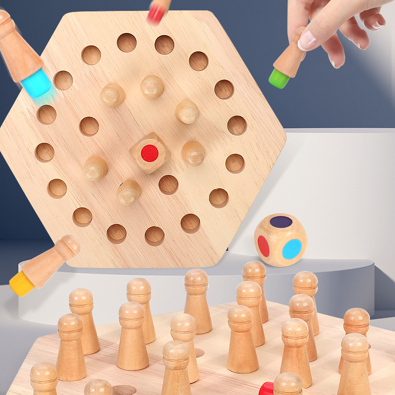 Picture of Wooden children's early education boutique memory chess kindergarten training concentration memory parent-child interactive educational toys