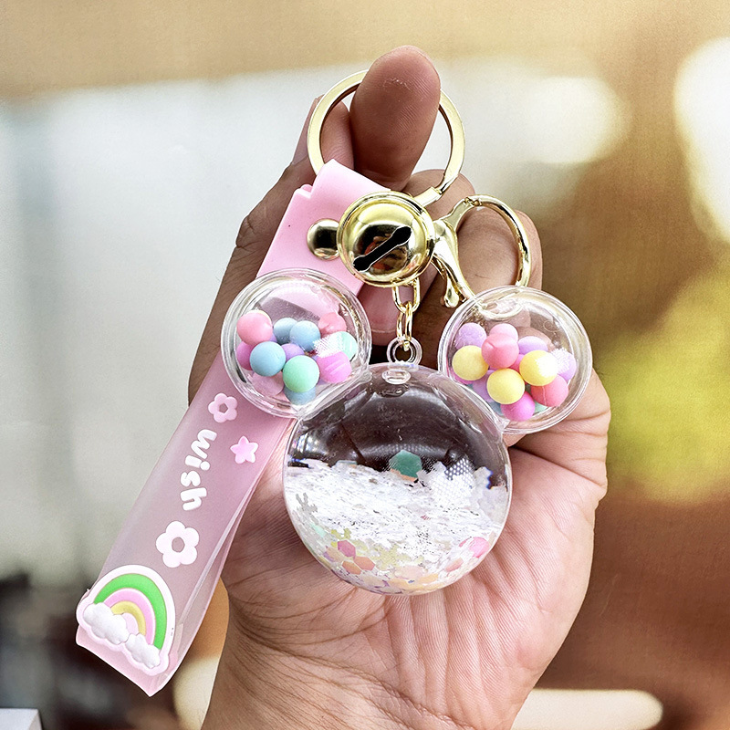 Picture of Internet Celebrant Cartoon Mickey Head Candy quicksand Key Chain Women's Exquisite Cute School Bag Pendant Couple's Bag Key Chain