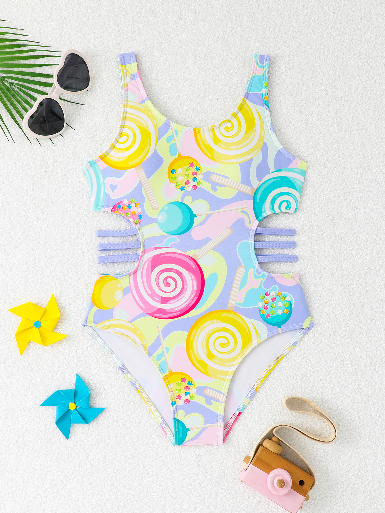 Picture of 2025 New Children's One-piece Swimsuit Hollow Cute One-piece Girls' Small, Middle and Big Children's Student Swimsuit Hot Spring