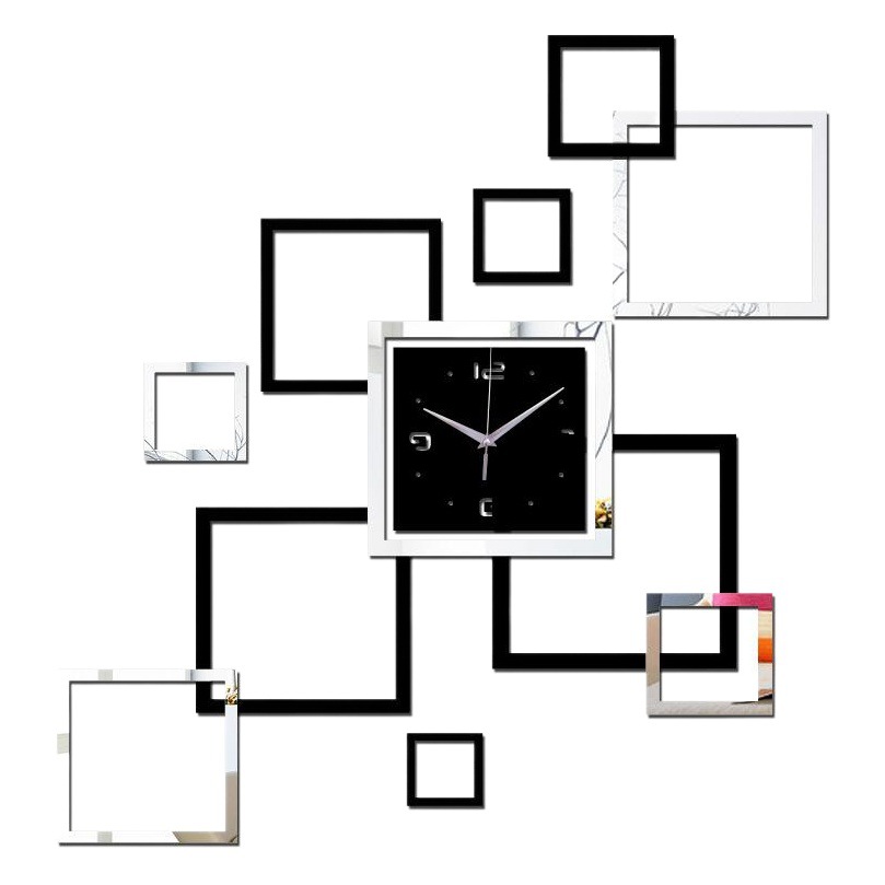 Living room creative wall clock Amazon acrylic mirror wall stickers decorative clock DIY clock square clock