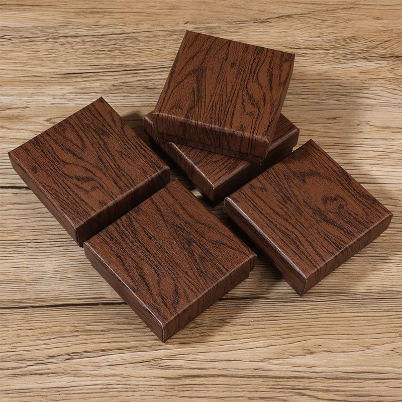 Vintage Brown Wood Grain Jewelry Packaging Box Jewelry Box Necklace Ring Bracelet Bracelet Jewelry Box in stock Wholesale