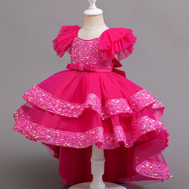 Picture of Cross-border Children's Princess Dress Sequin Trailing Dress Summer Dress European and American Girls Birthday Dinner Piano Performance dress