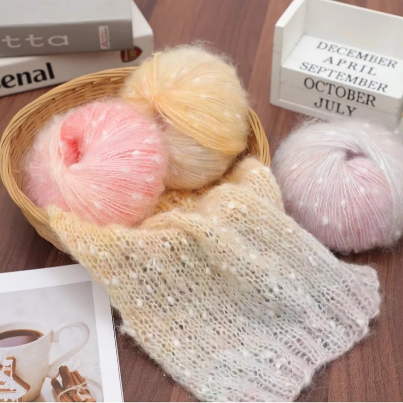 Gradient Snowflake Dot Silk Mohair Rainbow Bean Color Dot Mohair Wool Fleece Soft Waxy