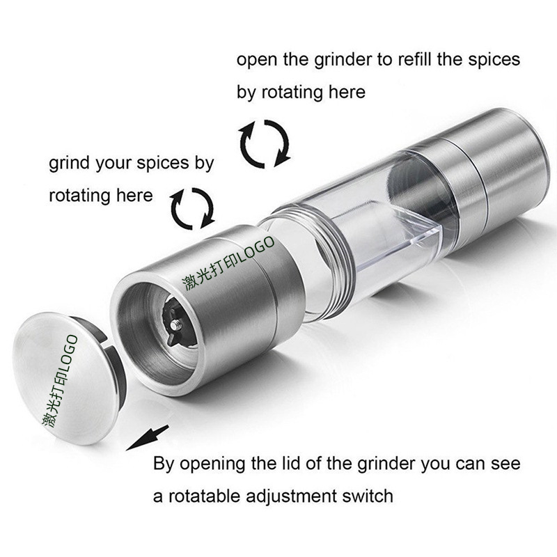 Picture of Pepper Coarse salt grinder stainless steel restaurant pepper grinder double-headed household manual black pepper grinder