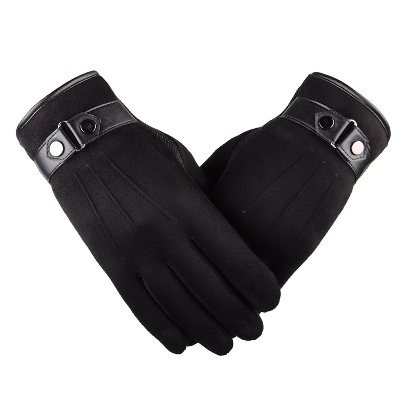 Picture of Suede Non-Falling Velvet Touch Screen Gloves for Men in Winter Thickeneded and Warm for Cycling and Driving Korean Casual Cotton Gloves Export