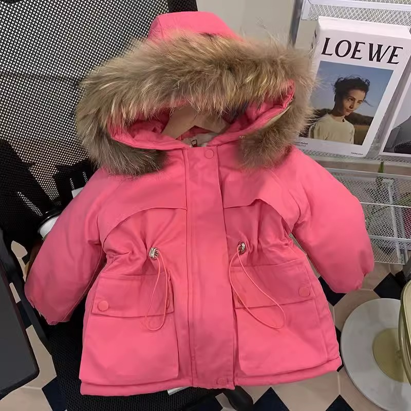 Picture of Girls' cotton-padded clothes winter 2023 new children's Korean-style mid-length cotton-padded clothes baby fleece-lined thickened coat parka clothes