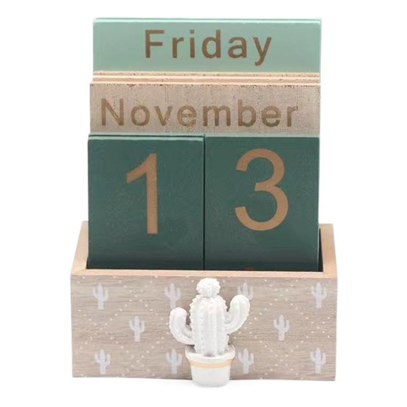 2023 Cross-Border Wooden Calendar Desk Calendar Home Desk Decoration Book Desktop Ornaments Countdown Card