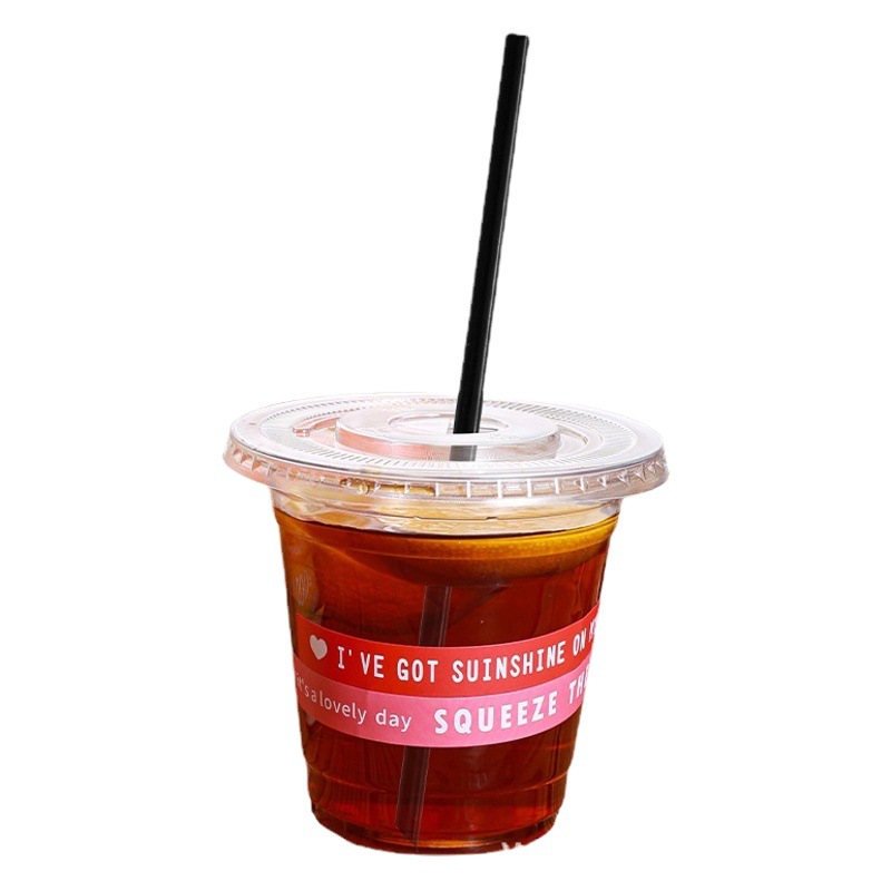 98 caliber disposable plastic transparent pet Milk Tea Cup lemon tea packing Cup ins cold drink coffee cup wholesale