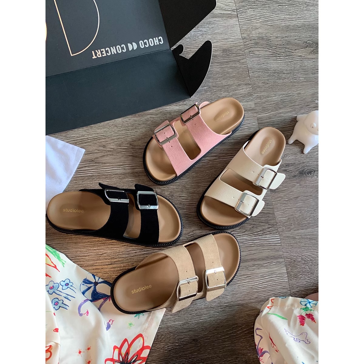 Grape Mom's Style Sandals for Women, Fashionable One-Strap Thick-Soled Birkenstock Slippers for Women, Summer Outdoor Birkenstock Sandals