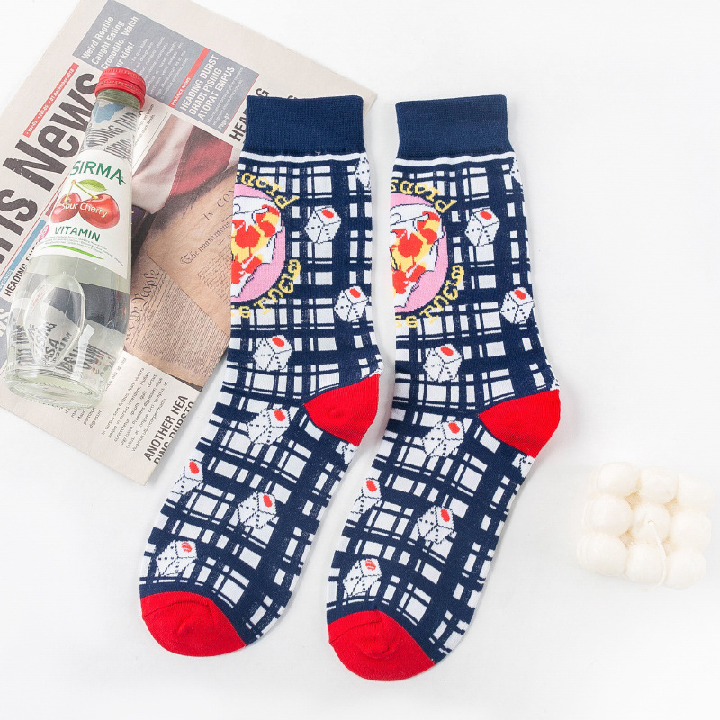 Picture of OLITA French Illustration Cartoon Artistic Plaid Women's High-rise Japanese Style Retro Casual Cute Socks Ins Trendy