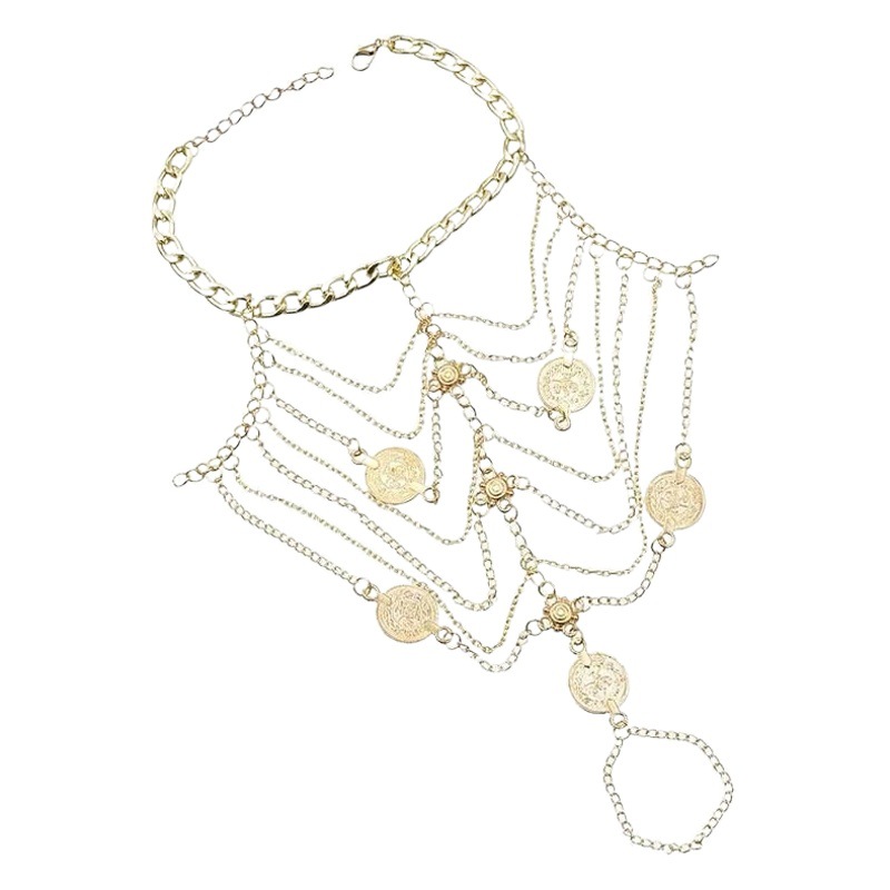 Exotic tassel multi-layer anklet pure instep cos retro court style pendant sexy foot control foot decoration