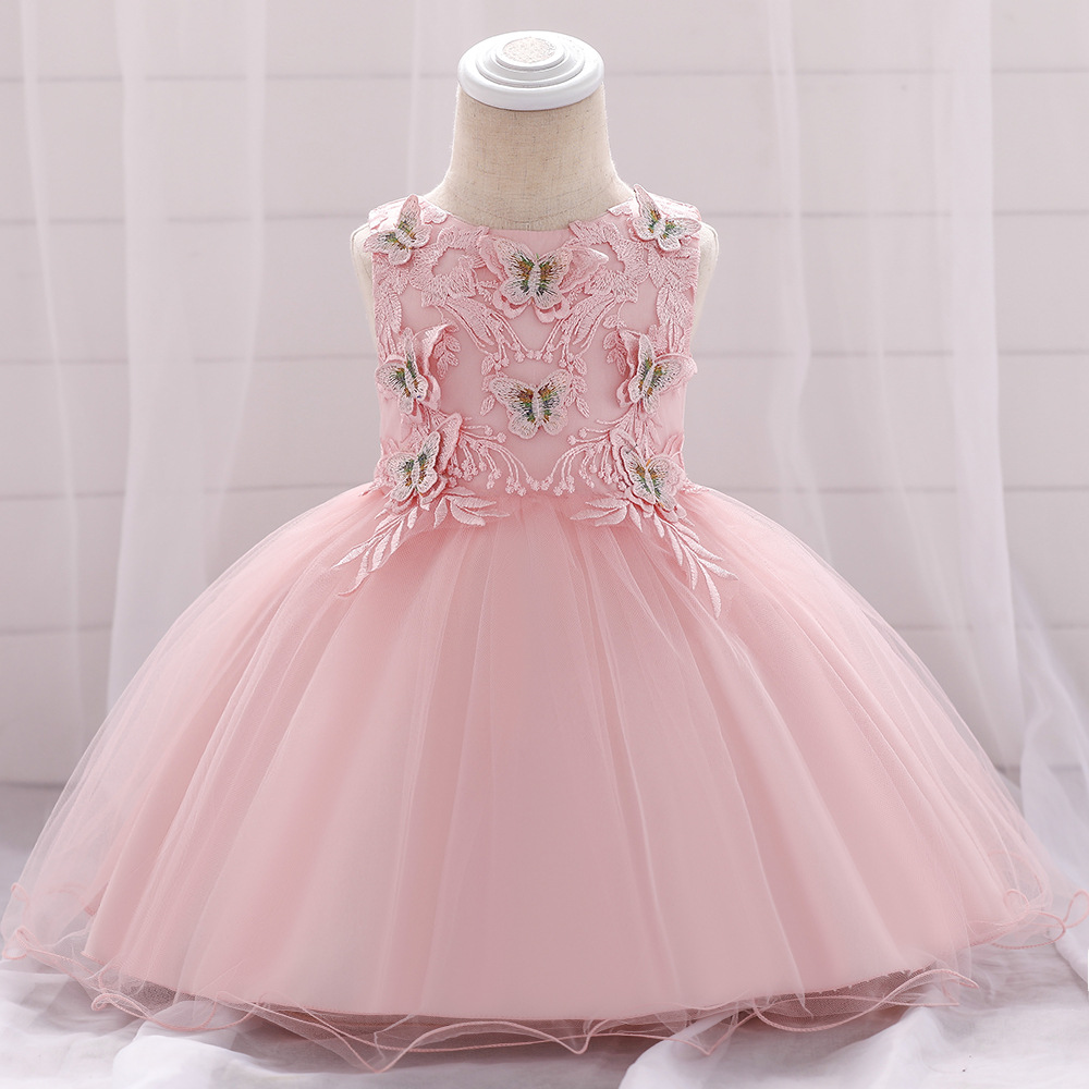 Amazon New Girls Dress ins Butterfly Mesh Baby One Year Old Wash Dress Children Princess Dress Dress