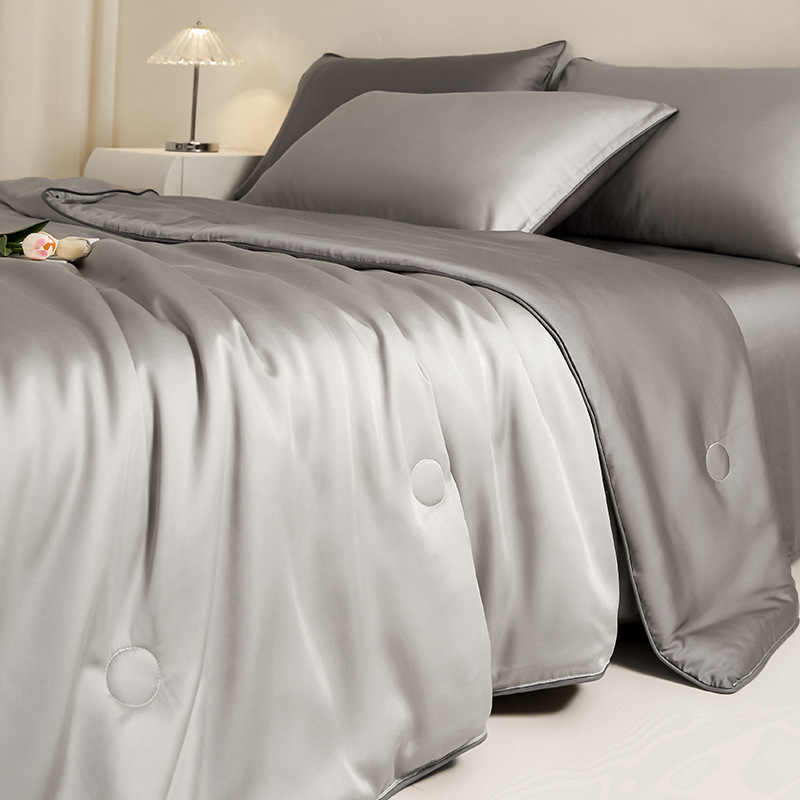 Picture of Lyocell Tencel Summer Quilt Summer Cooling Ice Silk Summer Cooling Quilt Class a Air Conditioning Quilt Machine Washable Thin Quilt Four-Piece Set