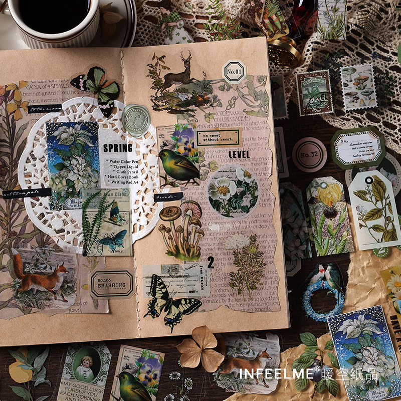 Picture of Island Mountain Wind Series Infeel.Me PET Sticker Book Retro Picture Book Book Material Decorative Sticker 20