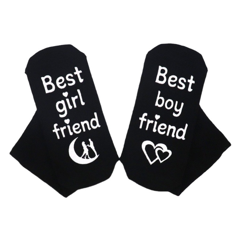 In stock new European and American cross-border popular cotton mid-calf socks couple socks foot letter dispensing non-slip floor socks