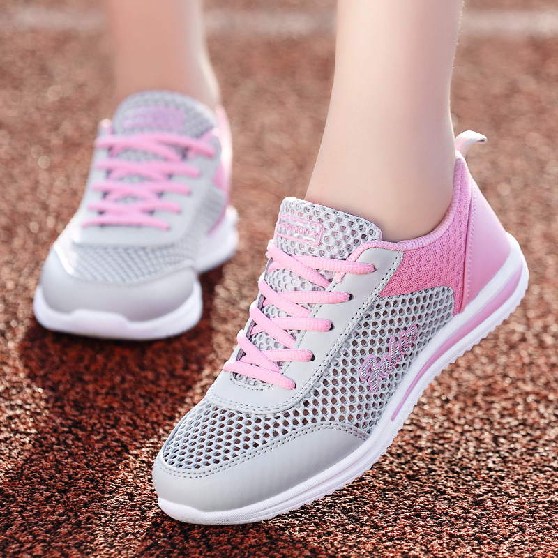 Summer New Style Running Shoes Women's Hollow Breathable Mesh Sports Women's Shoes Flying Mesh Casual Trendy Shoes Cross-border plus size