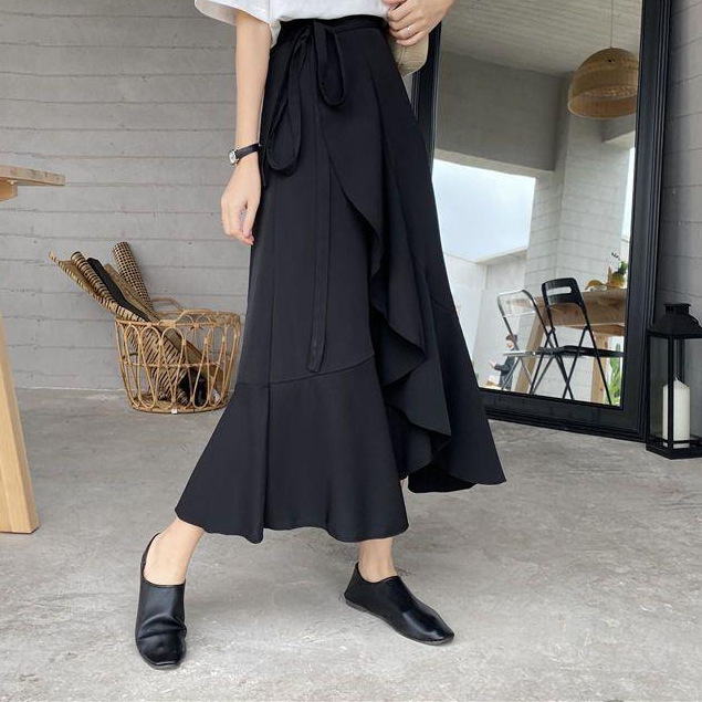 Sheath Solid Color Skirt Women's 2022 Early Spring New High Waist Mid-length Lady All-match Fishtail Skirt Spring and Summer