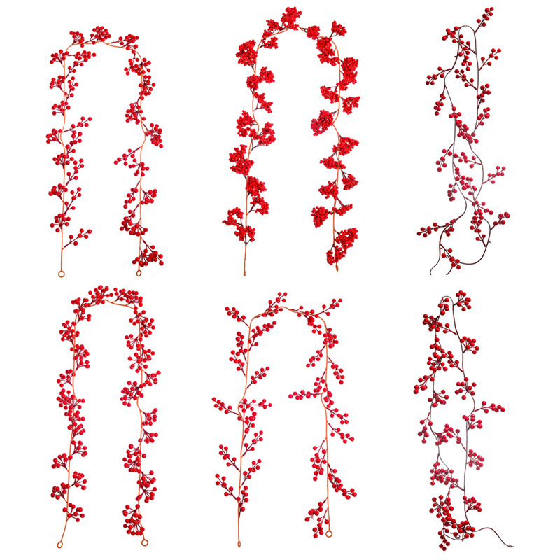 Picture of Artificial Christmas Red Fruit Berry Rattan Cross-border Christmas Atmosphere Decoration Home Decoration Christmas Red Fruit Rattan