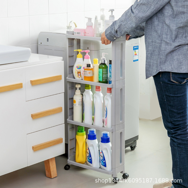 Picture of Ultra-narrow gap cabinet side seam refrigerator outer side Bathroom Kitchen ultra-narrow storage storage rack trolley