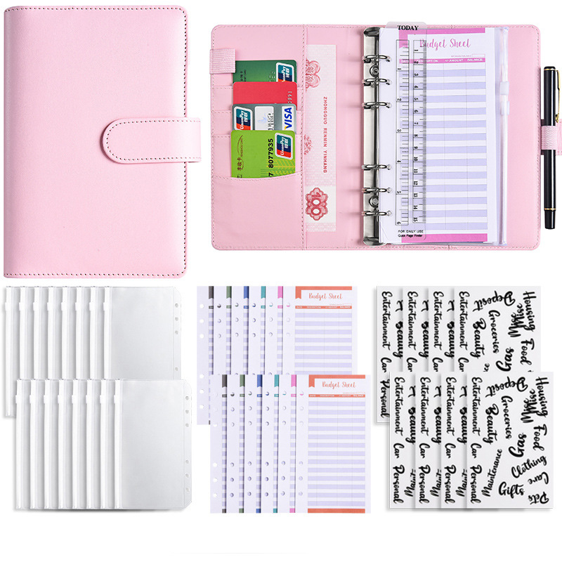 Picture of A6 Binder Cross-Border Creative Notebook Wholesale Zipper Bag Macaron Pu Leather Cash Budget Notebook