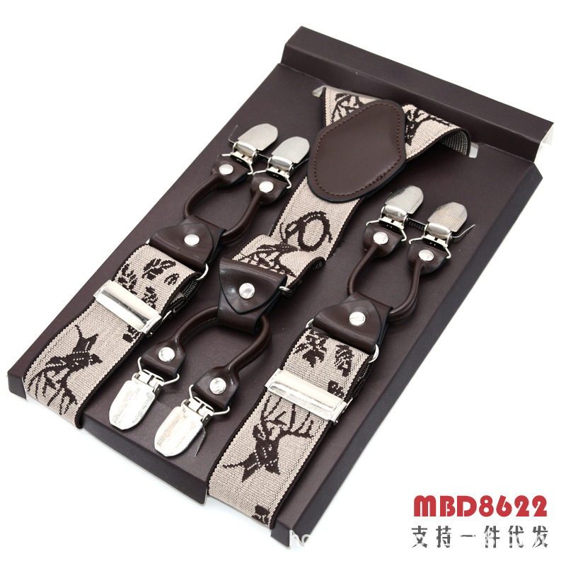 Picture of Cross-Border Supply Men's Suspenders Six-Clip Suspenders Elastic Adjustable Fat People Suspenders Men and Women Suspenders