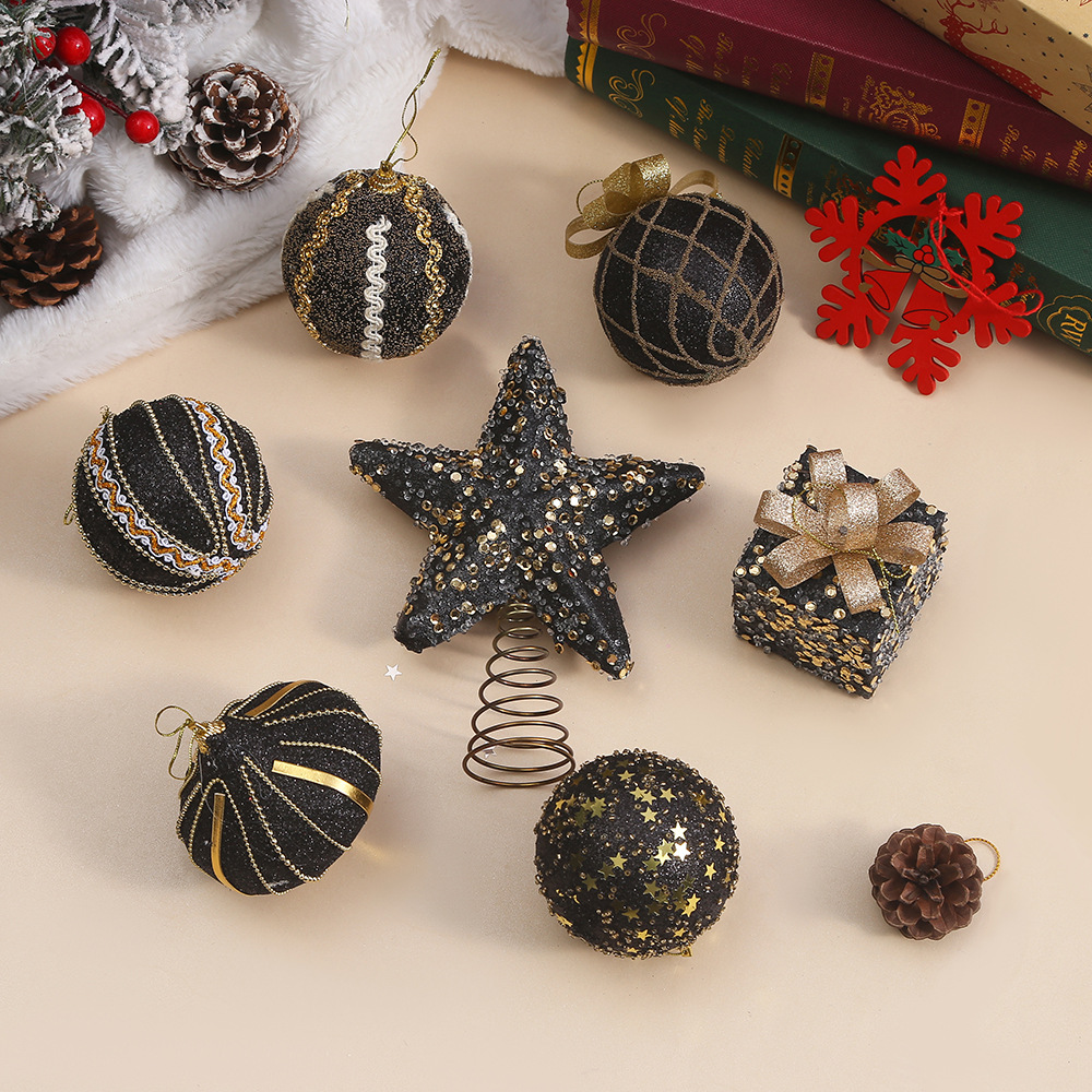 Black Christmas Foam Ball Christmas Desktop Decoration Window Ceiling Decorative Ball Creative Christmas Tree Pendant 