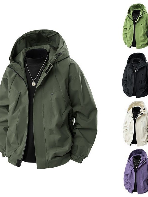 Vanke Jacket for Men and Women, New Spring and Autumn Hooded Outdoor Mountaineering Windproof Waterproof Versatile Jacket Couple Coat
