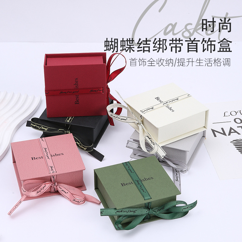 Jewelry Packaging Book Box Ring Necklace Packaging Box Ribbon Bow Book Flip Box Advanced Gift Box