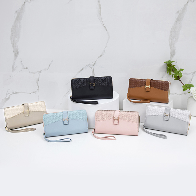 New cross-border long wallet women's fashion simple zipper buckle multi-card three-fold women's wallet hand bag wholesale