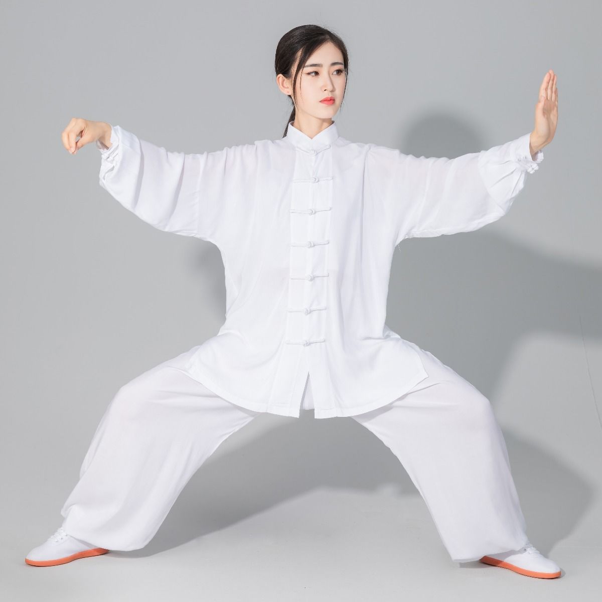Picture of Long sleeve cotton silk Tai chi practice clothes summer men's and women's 5-color fitness clothes suit tai chi morning exercise performance clothing