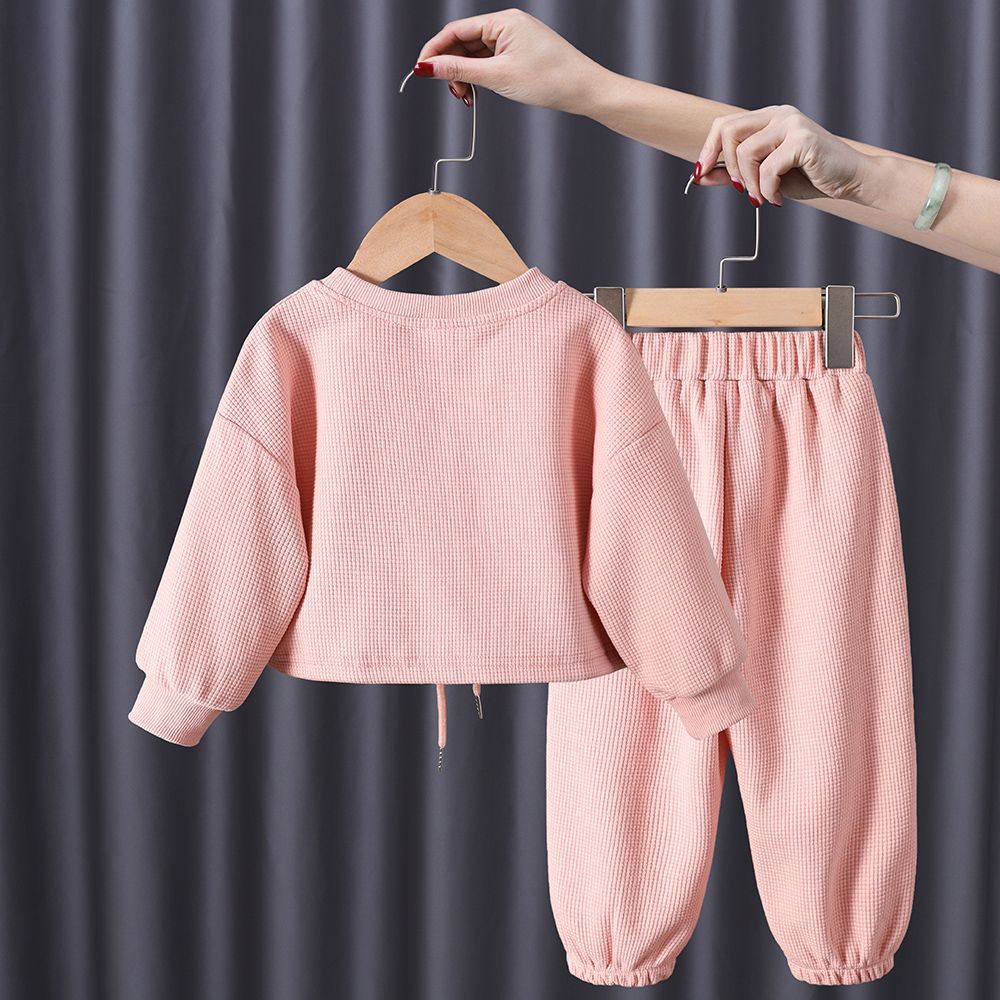 Picture of Girls Korean Style Bear Sweatshirt Set 2024 Spring and Autum New Style Kidsren's Style Cartoon Sweatshirt and Pants Two-Piece Set