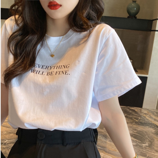 Short-Sleeved T-Shirt Women's Summer 2025 New Bottoming Round Neck Tops Printed Loose Printed T-Shirt for Women
