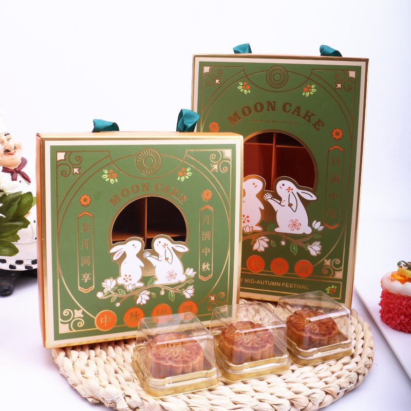 Wholesale 2024 new high-grade ice moon cake box souffle baking 80 grams Mid-Autumn moon cake gift box packaging box