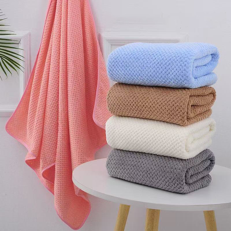 Picture of Plain pineapple Plaid towel suit soft absorbent children's face towel household bath towel coral velvet towel