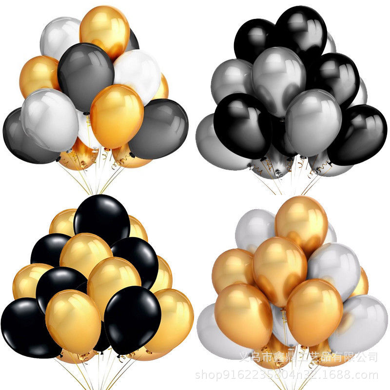 Cross Border 12 Inch Thickened Rose Gold Black Gold Balloon suit 12 Wedding Birthday Party Decorative Latex Balloon