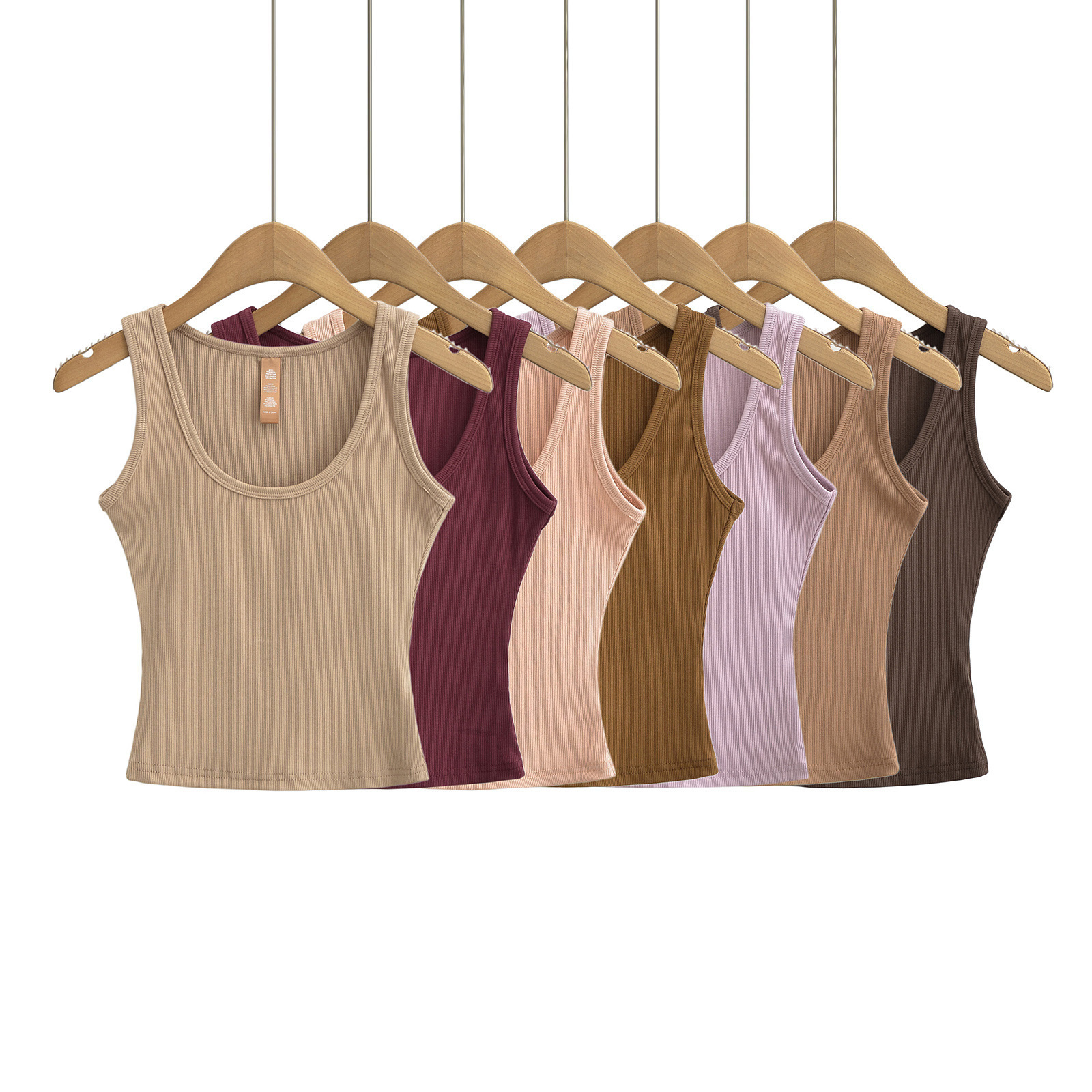 24 summer new women's European and American style fashion hot girl U-neck sleeveless small vest threaded pit sports casual top
