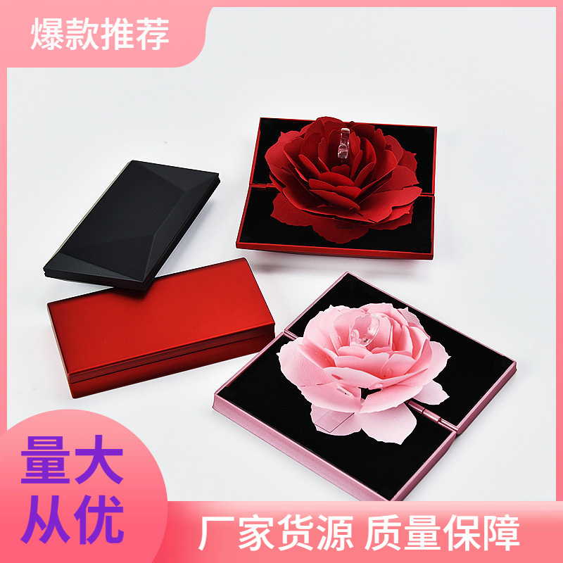 Portable Proposal Expression Ring Box Diamond Rose Flower Handmade Storage Packaging Box Jewelry Display Box