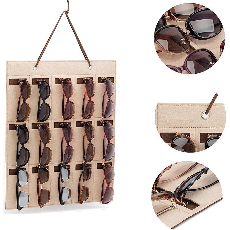 Cross-border makeup room wall hanging bag multi-functional sunglasses display box sunglasses storage bag glasses finishing bag foldable