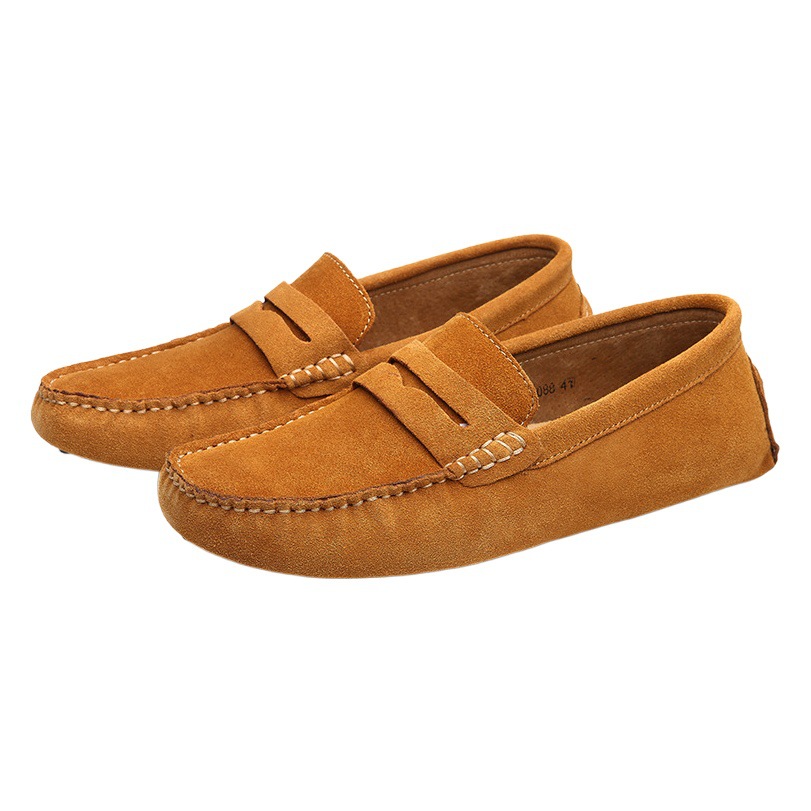 Foreign Trade AliExpress Hot Selling Amazon Cross-border plus size Men's Casual Peas Leather Shoes Fleece-like Cowhide Lazy Shoes