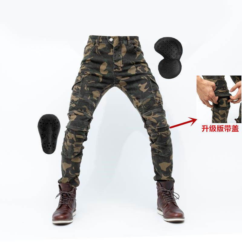 Motorcycle jeans camouflage 06 anti-fall pants four seasons racing pants riding pants straight slim upgrade protective gear
