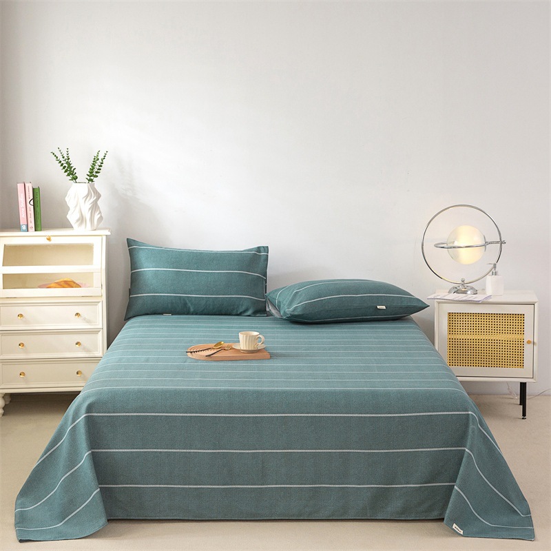 Picture of Cotton Thickened Old Coarse Cloth Bed Sheet Single Piece 100 Cotton Mat Linen Cotton Linen Single Dormitory Three-Piece Set