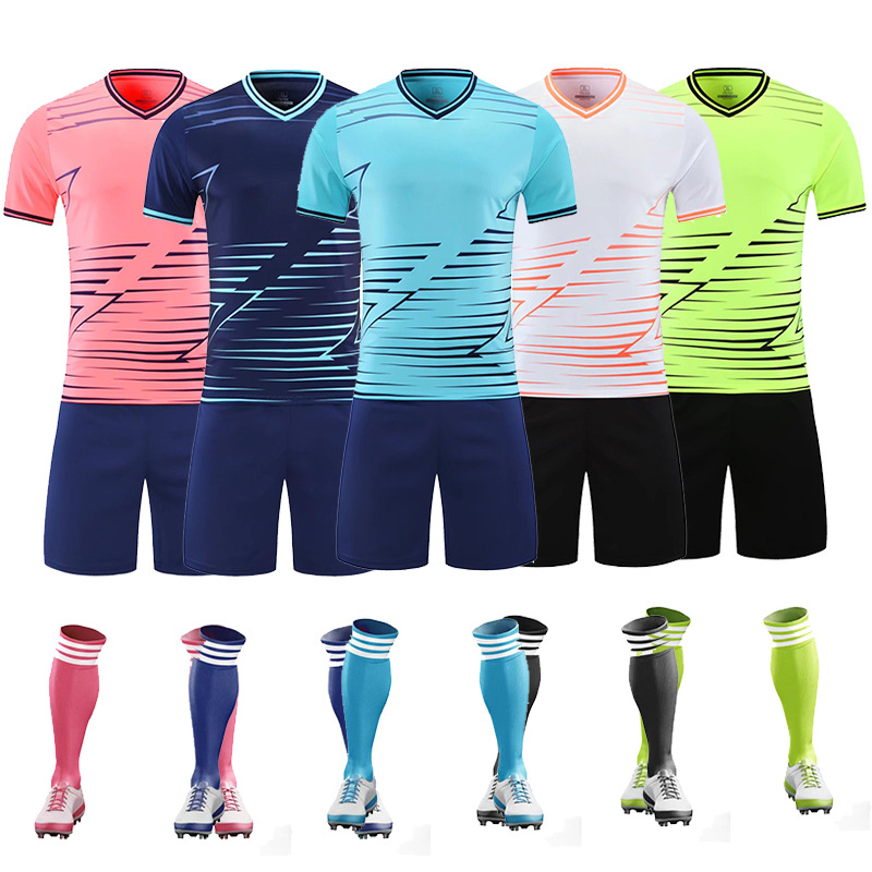 2022 New Style Football Suit Spring and Summer Sports Short Sleeve Breathable Sweat Absorbing Competition Team Uniform Printable Jersey for Men and Women