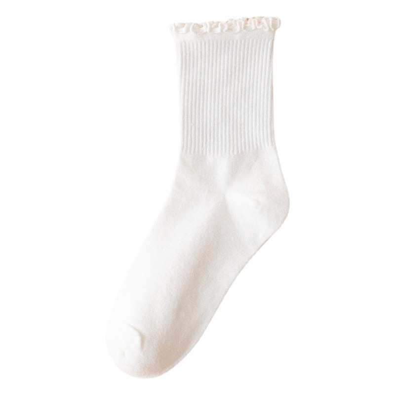 Black Fungus Lace Socks for Women, Jk Style Mid-Calf Socks, Spring and Summer Slouch Socks, Breathable and Odor-Resistant Long Socks, Bubble Girl Style